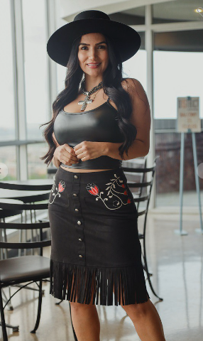 Black fringe skirt western best sale