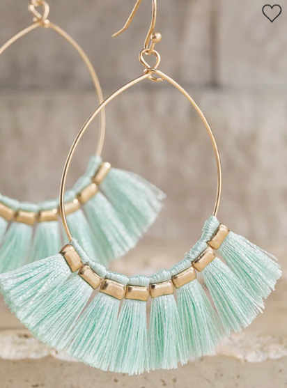 Mint tassel store earrings